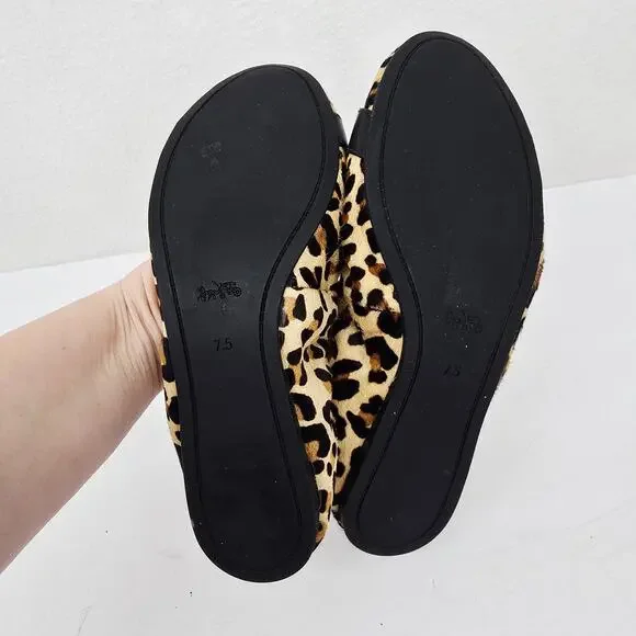 Coach Stanton Cheetah Calf Fur Flats 7.5 - Picture 5 of 8